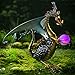 Wind & Weather Dragon Garden Sculpture with Solar Globe |13.75 x 19 x 25.4 Inches |Weather Resistant and Outdoor Safe |Porch Garage Garden or Patio Home Décor