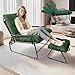 TerraVibe Balkonsessel, Sitzsessel mit Verstellbarer Rückenlehne, loungesessel Garten mit Hocker, Relaxliege Wohnzimmer, Outdoor Lounge Sessel, Relax Sesel für Wohnzimmer, Schlafzimmer, Büro (Grün)