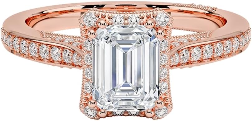 1-3 CT IGI Certified Emerald Cut Lab Grown Diamond Ring 10K 14K 18K Solid Gold & 925 Sterling Silver Tacori Dantela Bloom Diamond Lab Grown Diamond Engagement Ring For Women