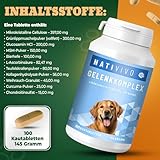 NATIVIVO Gelenktabletten Hund - Grünlippmuschel Hund - Gelenkkomplex Vital Rezeptur mit Weihrauch Teufelskralle & MSM - Grünlippmuschel Kapseln - Unterstützt Gelenke & Beweglichkeit Made in Germany
