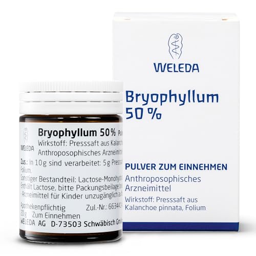 WELEDA Bryophyllum 50% gegen innere Unruhe Stress & Angstzustände - zur Beruhigung bei Schlafstörungen - Unterstützung des menschlichen Organismus - Hilft bei Müdigkeit und Erschöpfung 50g
