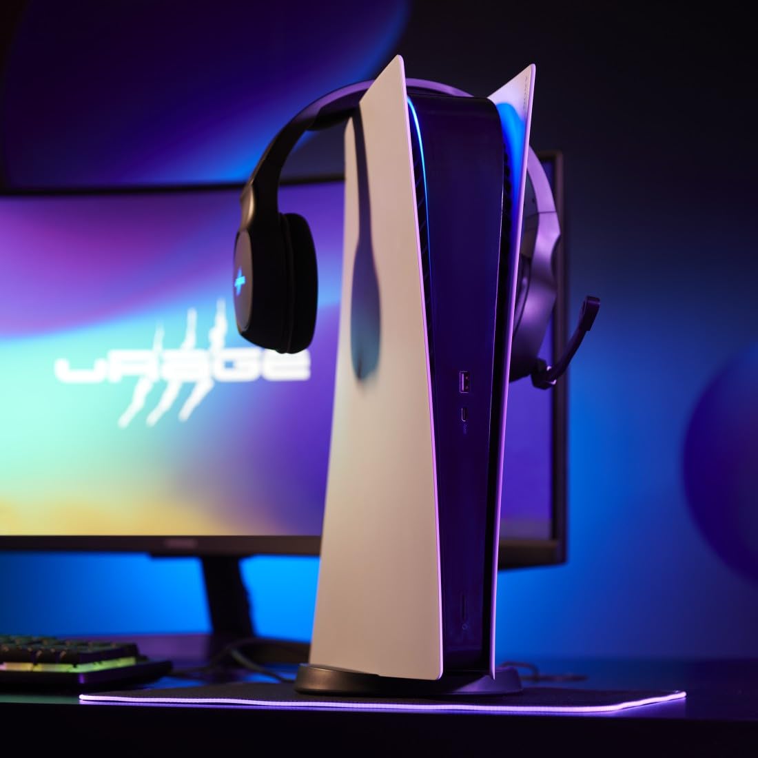 uRage Słuchawki Micro Gaming (słuchawki douszne dla graczy, certyfikat DTS X, micro Flip to Mute, wyjmowany kabel USB-A Uflex, zoptymalizowany do komputera i PS5) Czarny