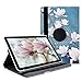 Produktbild kwmobile Huawei MediaPad T5 10 Hülle - 360° Tablet Schutzhülle Cover Case für Huawei MediaPad T5 10 - Magnolien Design Taupe Weiß Blaugrau