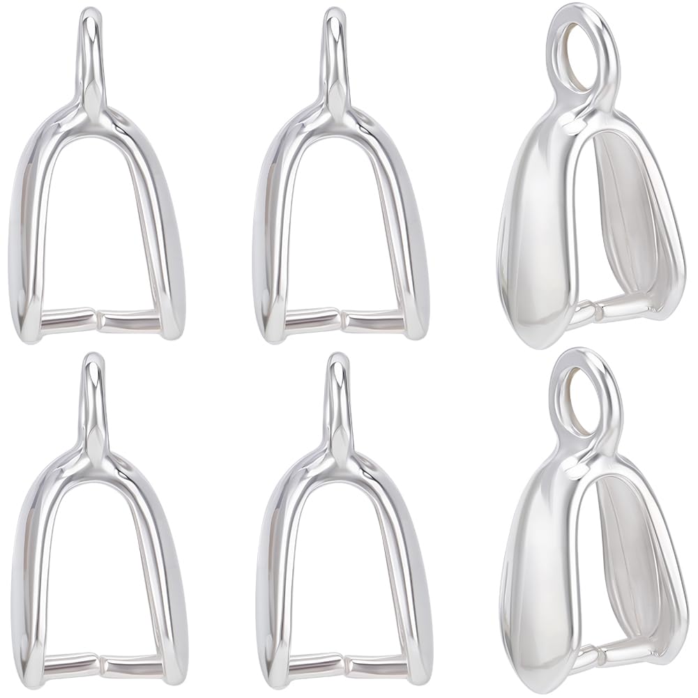 Beebeecraft 1 Box 30Pcs Ice Pick Pinch Bails 925 Sterling Silver Plated Brass Bail Clasp for Jewelry Making Buckles Charm