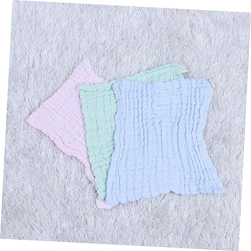 VANZACK 5Pcs Solid Color Bibs Cotton Face Towels Multilayer Square Towels for Teething Lightweight and Quick Drying Random Colors for Boys3