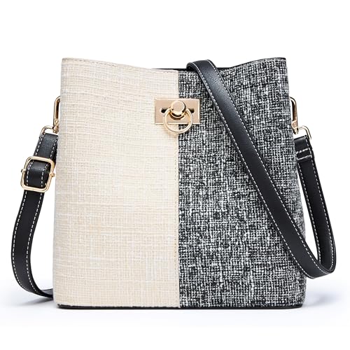 Image of KALIDI Crossbody Purses for Women Vegan Leather Bucket Bag Fashion Ladies Crossbody Handbag Shoulder Purse with Multi Pockets