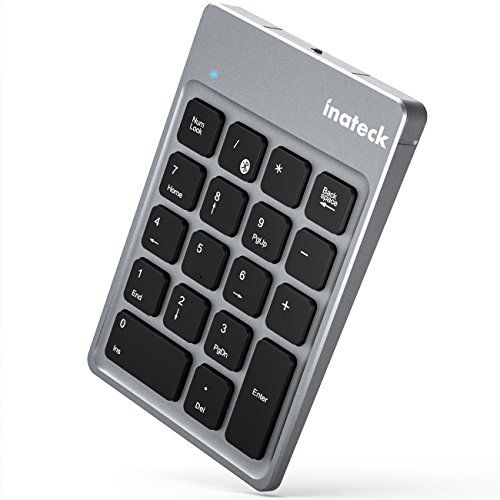 Inateck Rechargeable Bluetooth Wireless Numeric Keypad, Ultra Slim Portable 18Key Keyboard