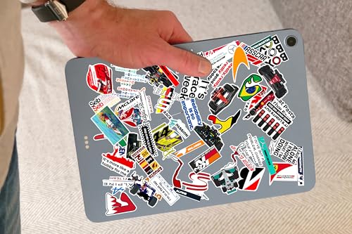 Image of WallDesign Ultimate F1 Racing Sticker Set Collection of 62 - Mobile, Laptop, Accessories, Gifting - Durable, Laminated, Quality Printed Vinyl for True Racing Fans, self-adhesive, 2 inch