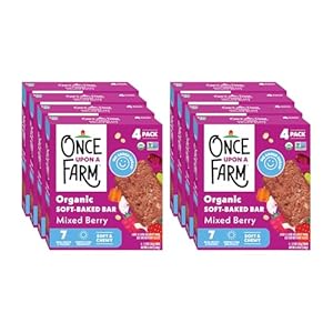 Once Upon a Farm | Organic Mixed Berry Soft Baked Bar | Strawberry, Raspberry, Beet & Oats | Made with Real Fruit & Veggies | No Added Sugar | 8 Boxes
