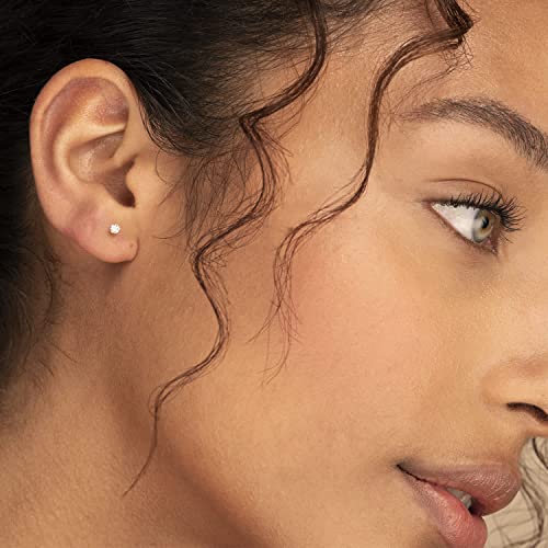 Kainier Women's 5 Pairs 14K Gold Plated Cz Stud Earrings Simulated Diamond Round Cubic Zirconia Hypoallergenic Ear Stud Set（5 Pairs) #TOP6