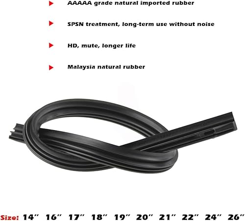Miniatura 3 de OROPN Limpiaparabrisas para automóvil para todas las estaciones, tiras de goma natural para limpiaparabrisas híbrido (26 + 18 pulgadas, par para