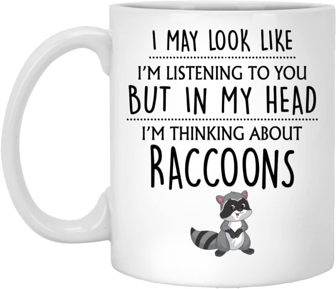 Raccoon Gift, Raccoon Mug, Raccoon Lover Gift, Funny Raccoon Gifts, Gifts For Raccoon Lovers, Men, Him, Women, Her, Crazy Raccoon Lady 11oz, White