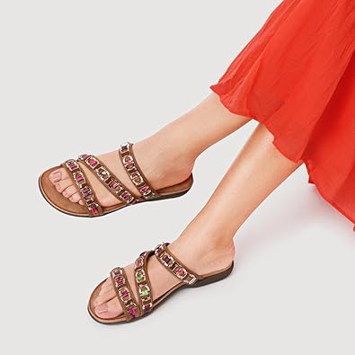 Pavers Triple-Strapped Mules - Tan Size 3 : Amazon.co.uk: Fashion