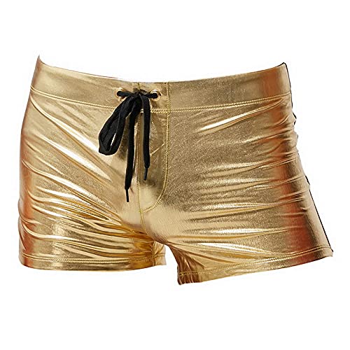 wsxcfyjh Bañador Pantalon Corto Hombre Pantalones Cortos De Cintura Baja De Talla Grande para Hombre Sexy Bañador Plateado Dorado Traje De Baño Bragas De Secado Rápido-01_M Cover