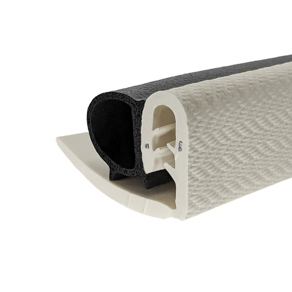 Caravan and Motorhome Rubber Clip on Locker Seal or Habitation Door Seal with Ivory Trim Cover Tail (CS5883) - Sold by The Metre
