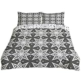 YZQGLHP Mandala GeoméTrico Funda Nórdica Reversible Extra Grande 220x240 cm - para Cama de 135/150 cm - Juego con 2 Fundas de Almohada Estándar 45x75 cm - Microfibra Gris Oscuro