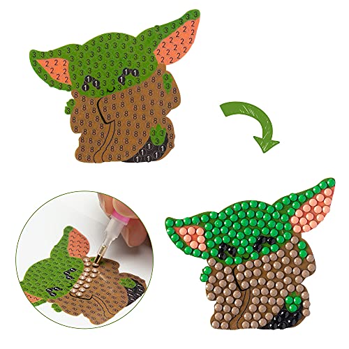 Haooryx Baby Grogu Diamond Painting Stickers Kits For Kids, 12 Style Patterns Diy 5D Diamond Drawing Sparkle Stickers Waterproof Shine Mosaic Arts Craft For Children Adult And Beginners #TOP4