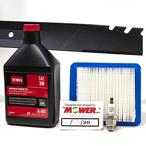 The Mower Shop Maintenance Kit for 22 in Recycler Lawnmower with 131-4547-03 blade, air filter, oil and spark plug