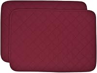 Vista 1 de Juego de dos manteles individuales rectangulares acolchados con vino de bayas sólidas