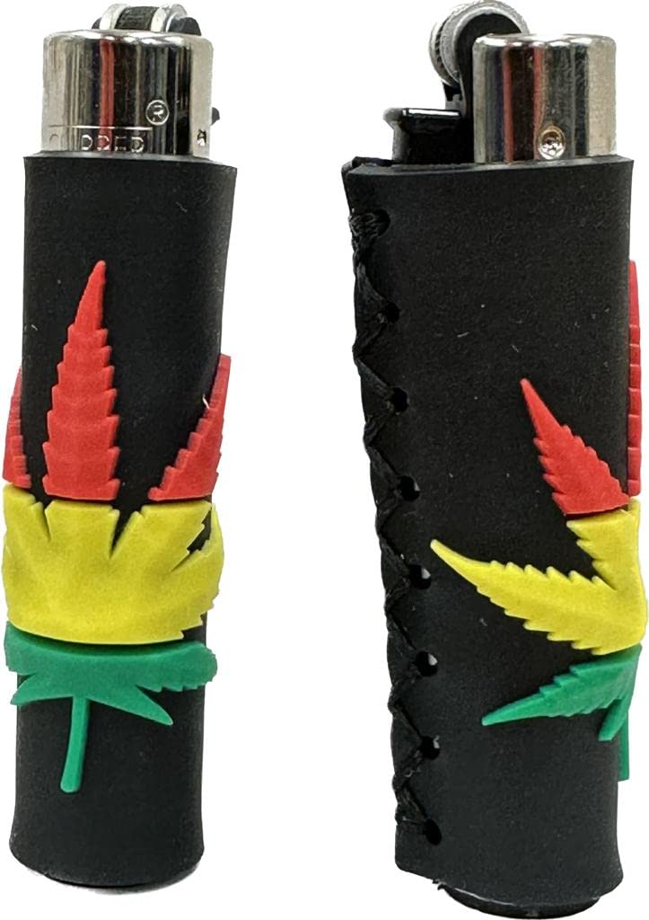 Clipper Rubber Lighter Corn Case Collection, Clipper Lighter soft touch Lighter 1 pcs, Gas Lighters, New Different Rubber Designs (No Fuel) (Big Rasta Leaf)