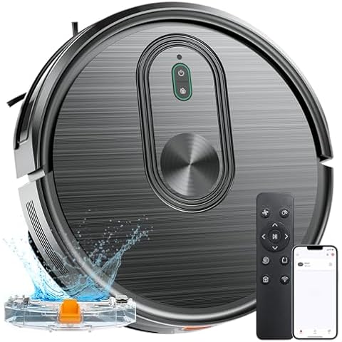 Robot Vacuum and Mop Combo, 3 in 1 Mopping Robotic Vacuum with Schedule, App/Bluetooth/Remote, Max Suction 1600Pa, Self-Charging Robot Vacuum Cleaner, Slim, Ideal for Hard Floor, Pet Hair, Carpet Cover