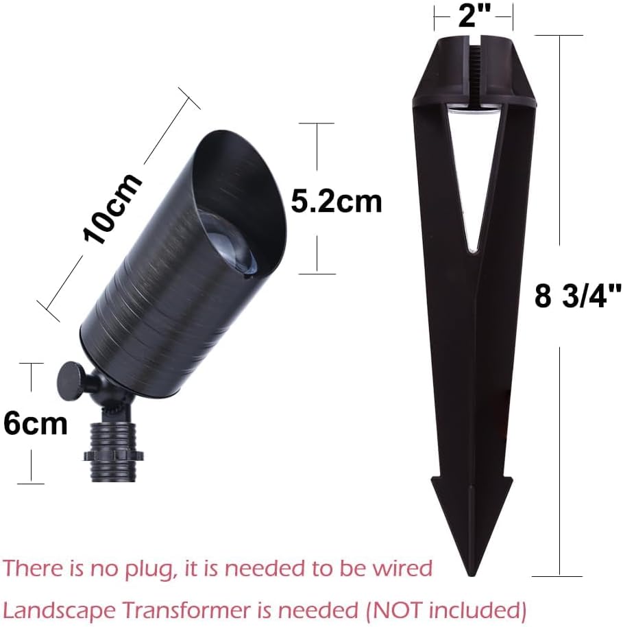 Cheopha Solid Brass Low Voltage Landscape Lighting,12V Landscape Lights, Compact Size Low Voltage Spotlight Fixture with Replaceable 5W MR16 LED Bulb 2700K, Outdoor Spot Lights for Yard Garden 2-Pack