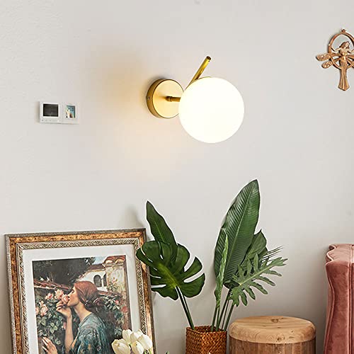 Lámpara de pared d de metal retro con pantalla de vidrio globo blanco E27 2