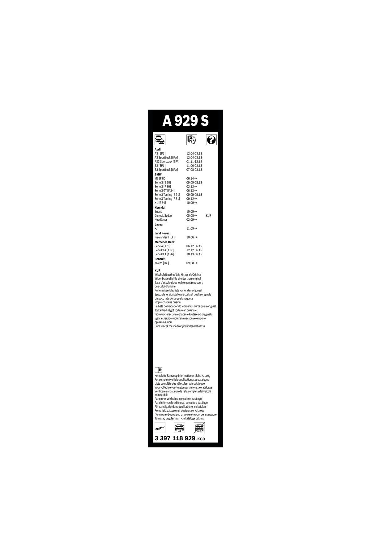 Bosch Aerotwin silecek seti - [600/475 mm] AUDI A3 (2004-2013) [8P1] #A929S
