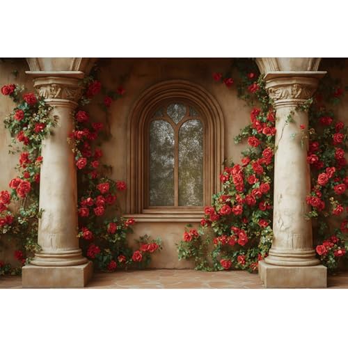 Flower Colonnade Backdrop 10x8ft Vintage Castle Garden Archway Background