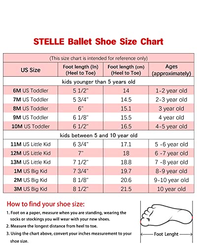Stelle Girls Canvas Ballet Slippers Flats, Leather Soles Dance Shoes For Toddler Little Kid (No Tie)(Pk, 11Ml) #TOP6
