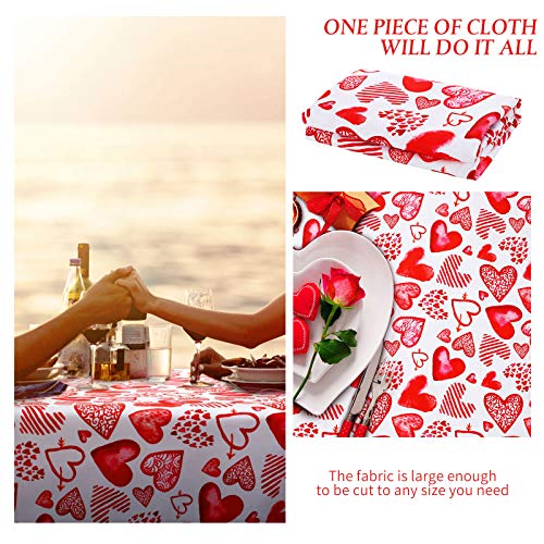 Valentine's Day Tablecloth Valentines Decorations Tablecloth Rectangle Red Heart Tablecover Valentine's Day Fabric Tablecloth For Kitchen Dining Wedding Holiday Party Decoration (56 X 79 Inch) #TOP5