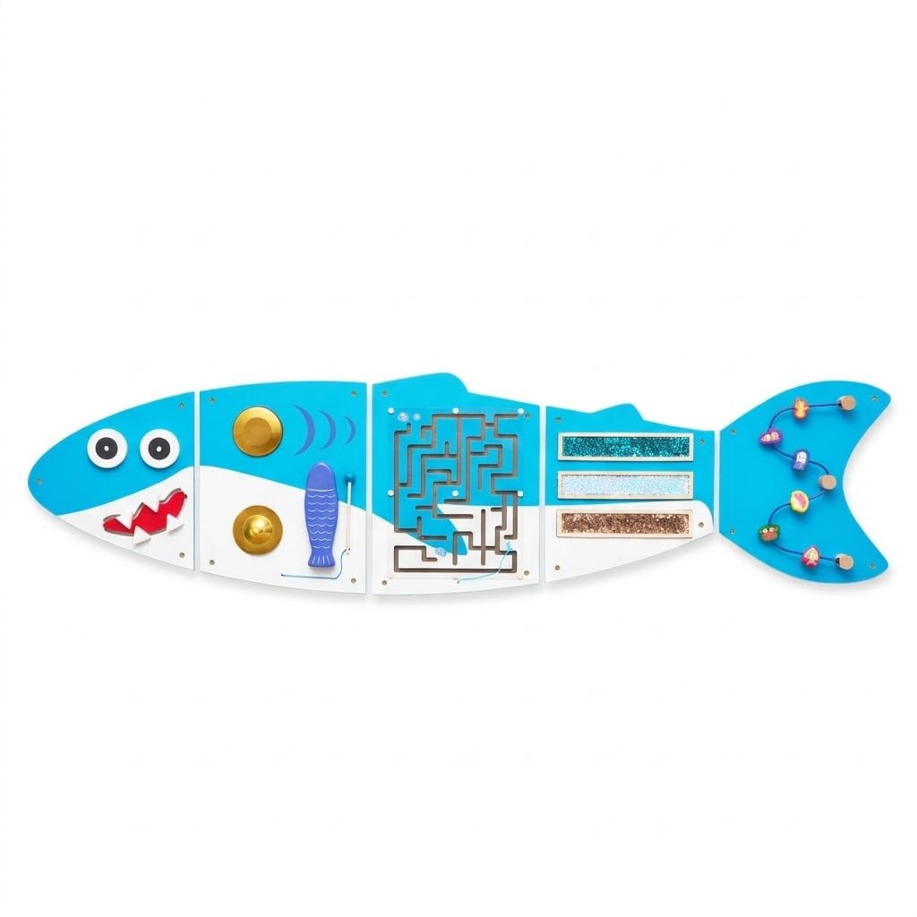 Monläurd® Shark Montessori Busy Board, Sensory Board, Educational Toys, Sensory Wall Panel, Wall Toys, Daycare Furniture, Playroom Furniture, Learning Toys, Boys and Girls