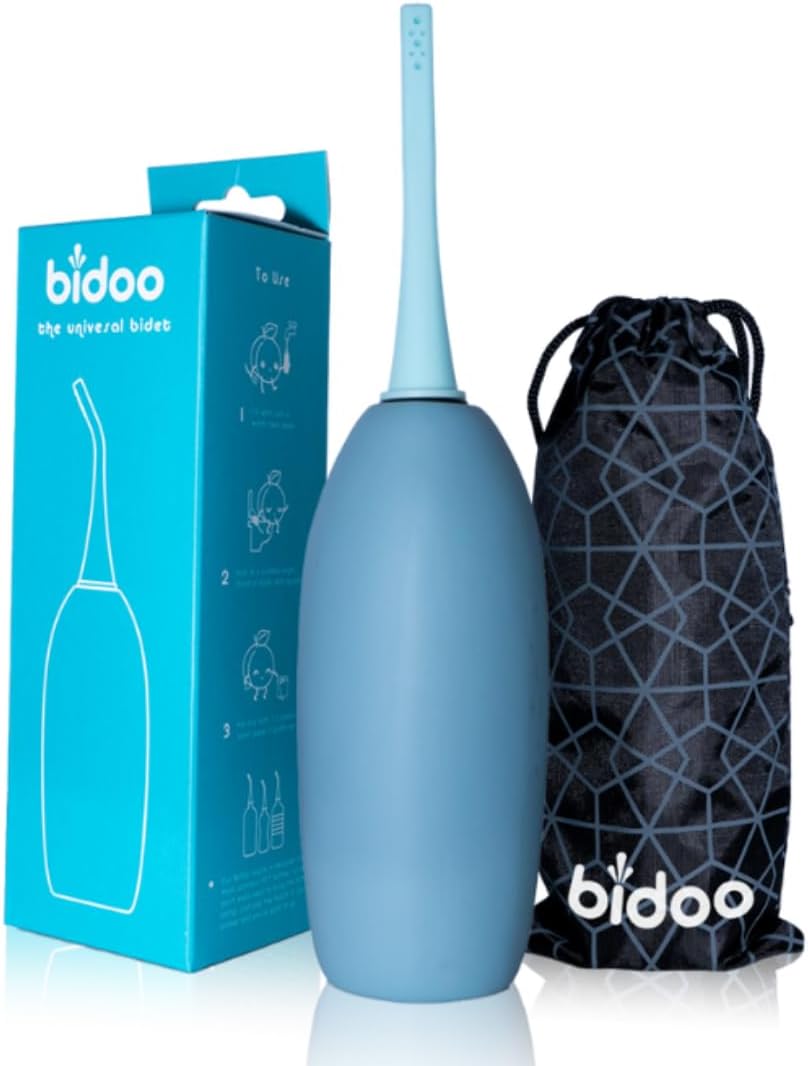 TAKVA BIDOO the Universal, Portable Bidet (Aqua) with Cap and Travel Bag l Replaces Wet Wipes and Shower Toilet l Peri Bottle for Postpartum l Elder Care l New moms l Pre and Post-intimacy