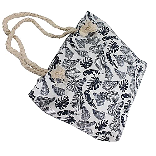 Bolsa de ombro feminina casual de lona grande capacidade (Branco-Arara)