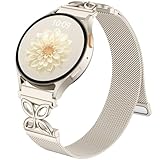 Getino Magnetic Metal Strap Compatible with Galaxy Watch 7 Band, Galaxy Watch 6 Classic Band FE 5 Pro 4 Active 2, 20mm Milanese Floral Dressy Wristband for Samsung Watch Bands Women 40mm 44mm 45mm