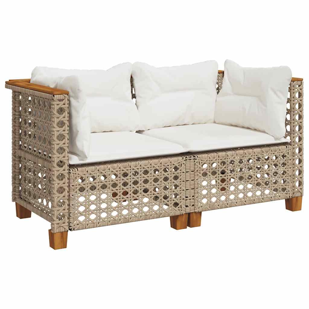vidaXL Divani Angolari da Giardino con Cuscini 2 Beige Polyrattan, Divano da Giardino con Cuscini, Seduta da Giardino, Divano da Patio