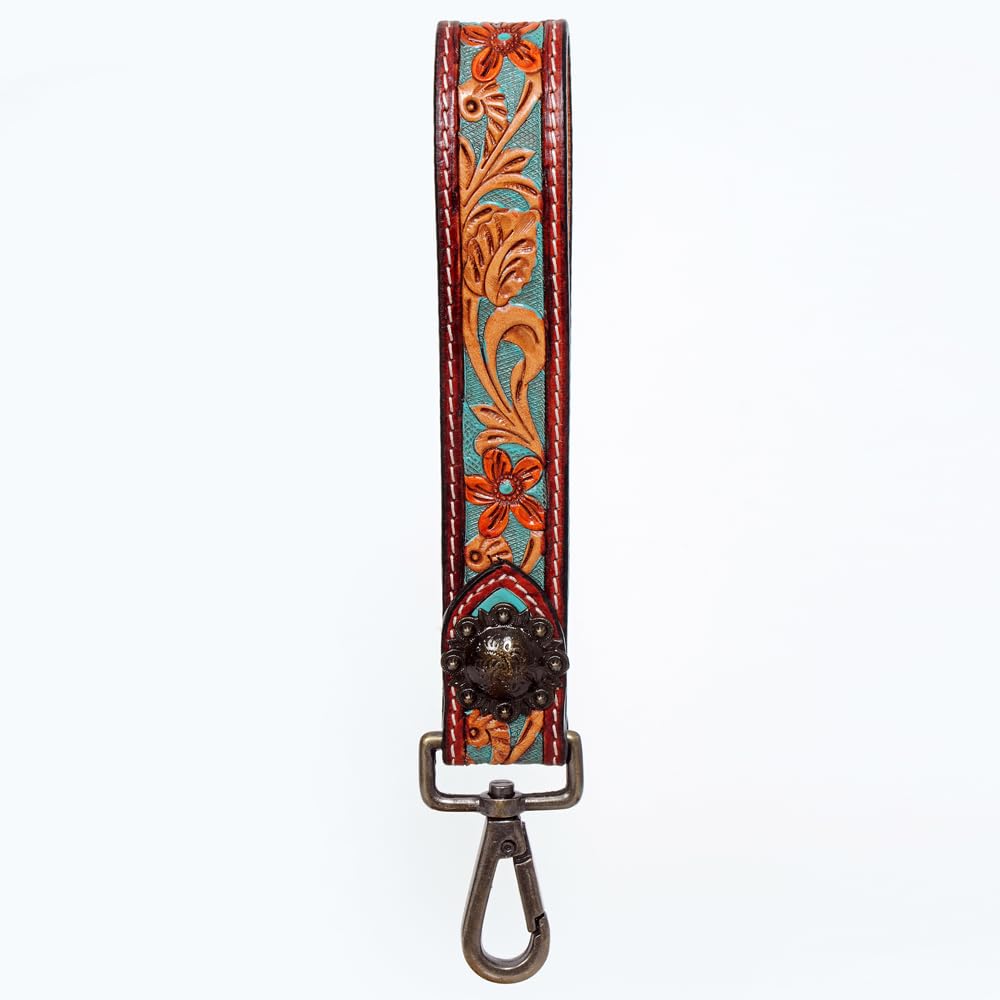 American Darling ADWSF119 Hand Tooled Genuine Leather Handle Strap For Wristlet Bags