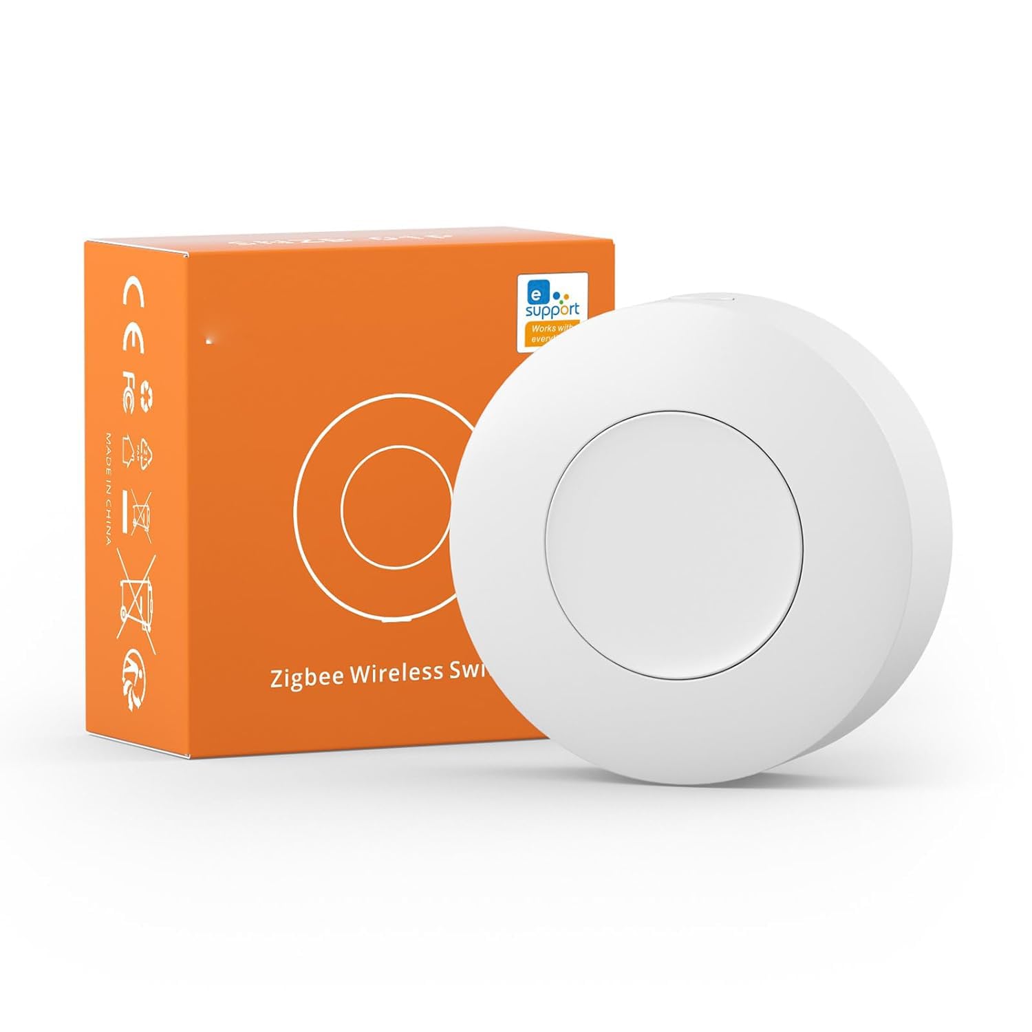 Zigbee Switch, Zigbee Wireless Push Button SNZB-01P, Smart Scene Switch for Alexa Routines, 3-Action Custom Control (Single/Double/Long Press), 5-Year Battery, ZigBee 3.0 Hub Required