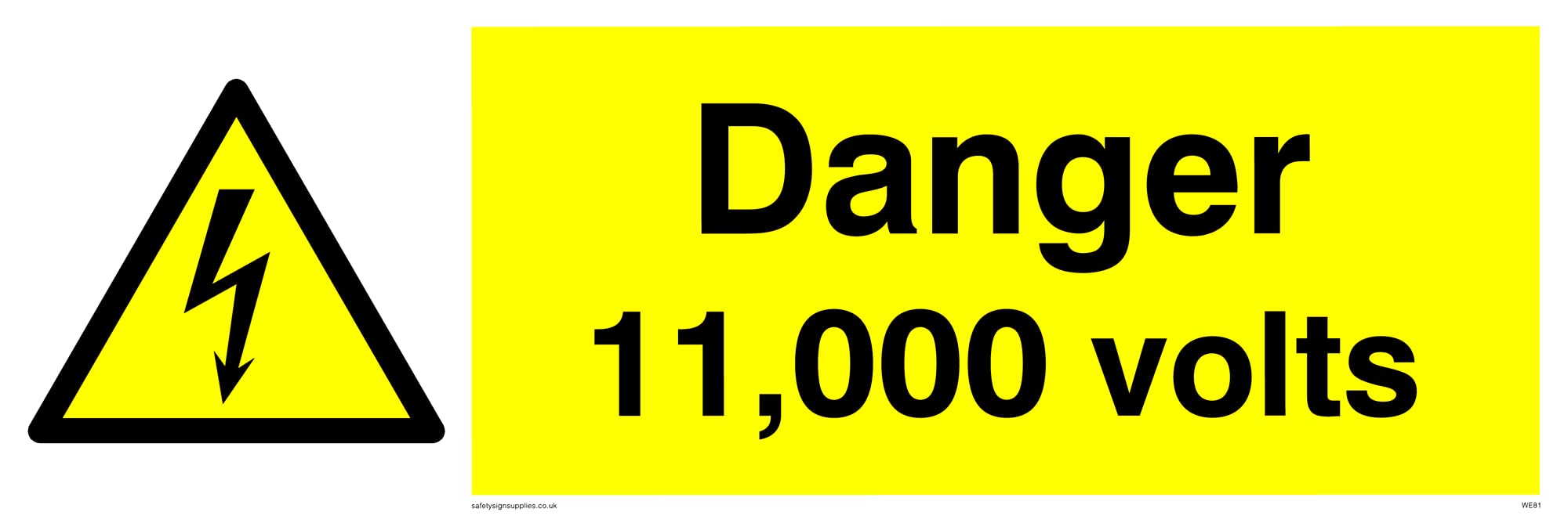 Pack of five - Danger 11,000 Volts Sign - 300x100mm - L31