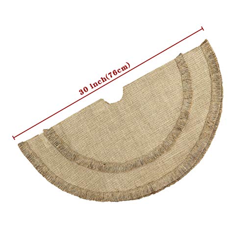Ivenf Christmas Tree Skirt, 30 Inches Small Plain Burlap Tree Skirt With Tassels, Natural Jute Tree Skirt For Xmas Home Decor Indoor, Fall Winter Rustic Christmas Decorations For Slim Pencil Tree #TOP2