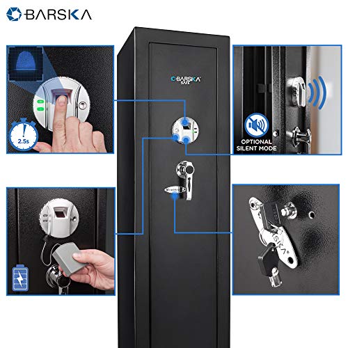Barska Quick and Easy Large Access Biometric Rifles, Firearms and Long Guns Safe for Home, Removable Shelves, Optional Silent Mode, 5.52 Cubic Feet, Up to 10 Rifles without any accessories