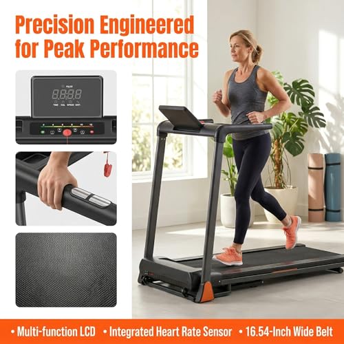 Image of Walking Pad, 3.5HP Foldable Treadmill with 4% Incline & Heart Rate Monitor, 8-Layer Running Belt for Knee Protection, 330 lbs Capacity, 0.5-8.5 MPH
