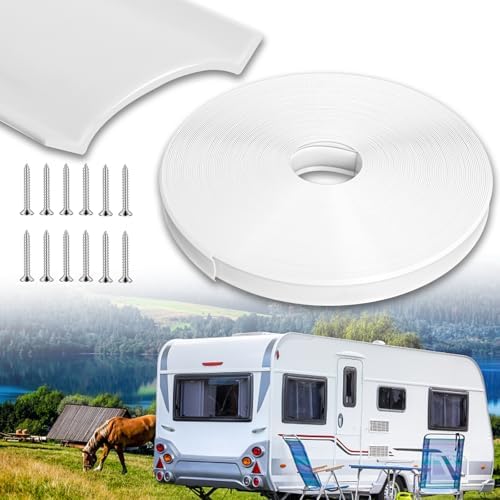 1" RV Vinyl Trim Insert 100 FT with 12 Screws, RV Corner Trim Molding Exterior,Screw Cover for RV Camper Travel Trailer,White