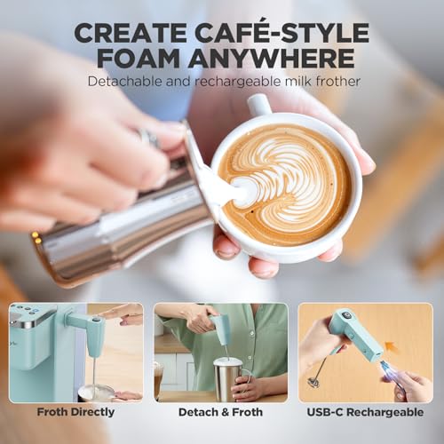 Image of Tastyle 330MF Single Serve Coffee Maker with Built-in Detachable Milk Frother, Iced and Hot Coffee Machine for K Cup & Grounds, 40oz Removable Water Reservoir, 6 Cup Sizes, Fits 7.3 inch Travel Mug, Teal