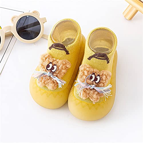Generic Toddler Baby Shoes Girl Boy Infant Boys Girls Animal Cartoon Socks Shoes Toddler Fleece WarmThe (Yellow, 8.5 Toddler)3