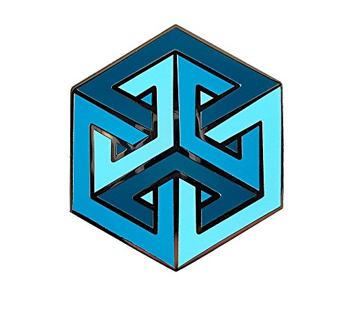 Broche en émail cube géométrique haut de gamme Pinsanity en métal laiton argenté
