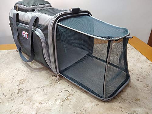 BOLSA EXPANSÍVEL EM 3 LADOS P/TRANSPORTE CACHORROS E GATOS