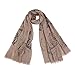Elegant Vintage Butterfly Frayed End Scarf Wrap, Khaki