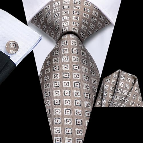 Image of Hi-Tie Mens Paisley Floral Striped Ties Set Silk Necktie and Lapel Pin for Men Pocket Square Cufflinks Set Business Wedding