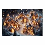 BOHUO Bilder Landschaft Winter Leinwandbilder Bild auf Leinwand Vlies Glänzende Landschaft Moderne Wandbilder Kunstdruck Wand Dekoration für Wohnzimmer Schlafzimmer(Gold 35)-60x80cm Ungerahmt